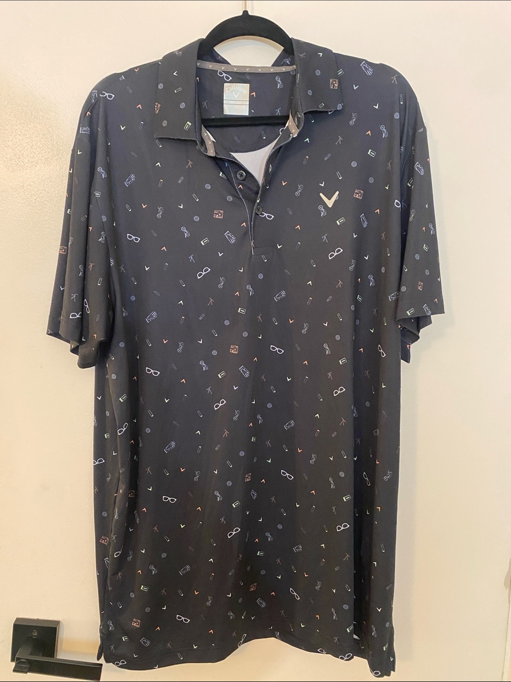 Callaway Men's Black Polo with Multicolor Accessory Print